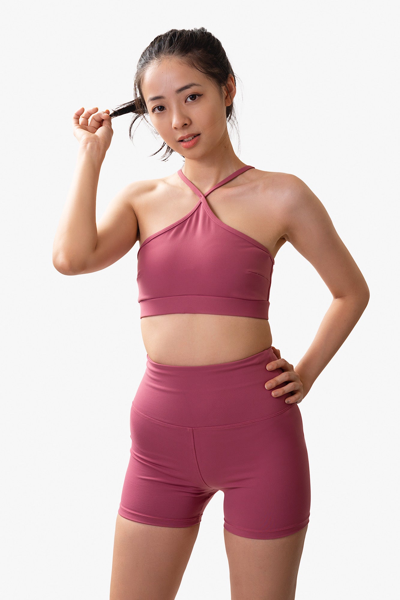 Mesh High Waist Bottom in Rose Wine